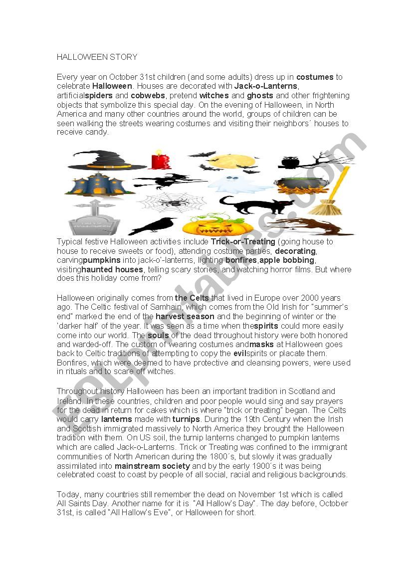 halloween story worksheet