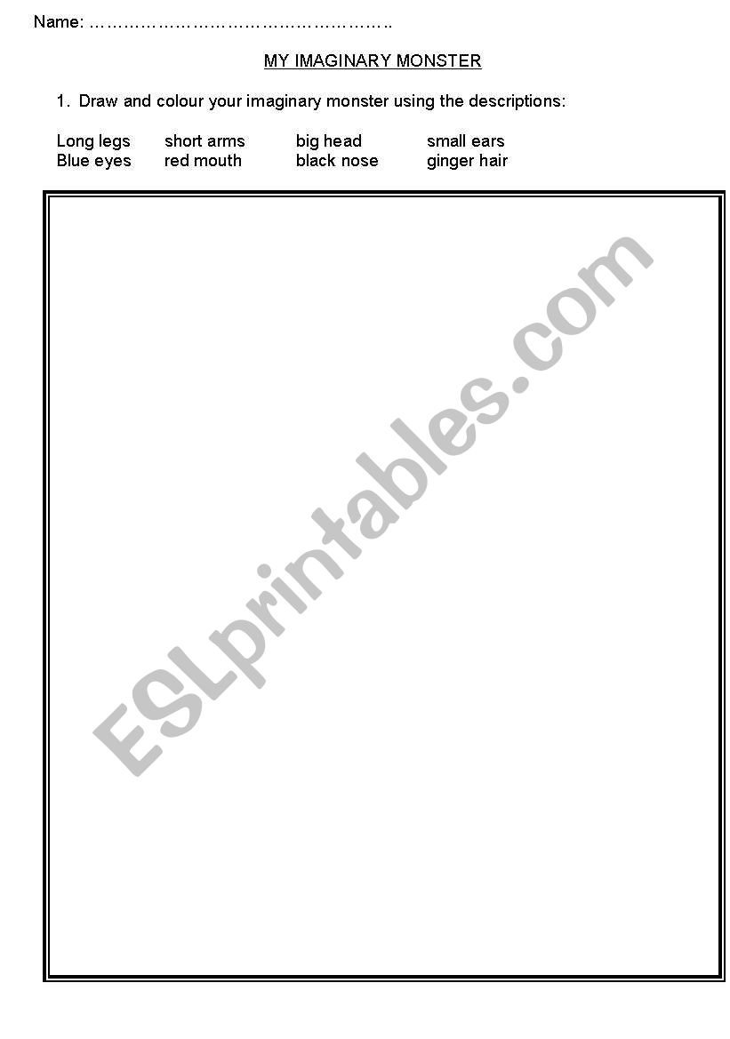 MY IMAGINARY MONSTER worksheet