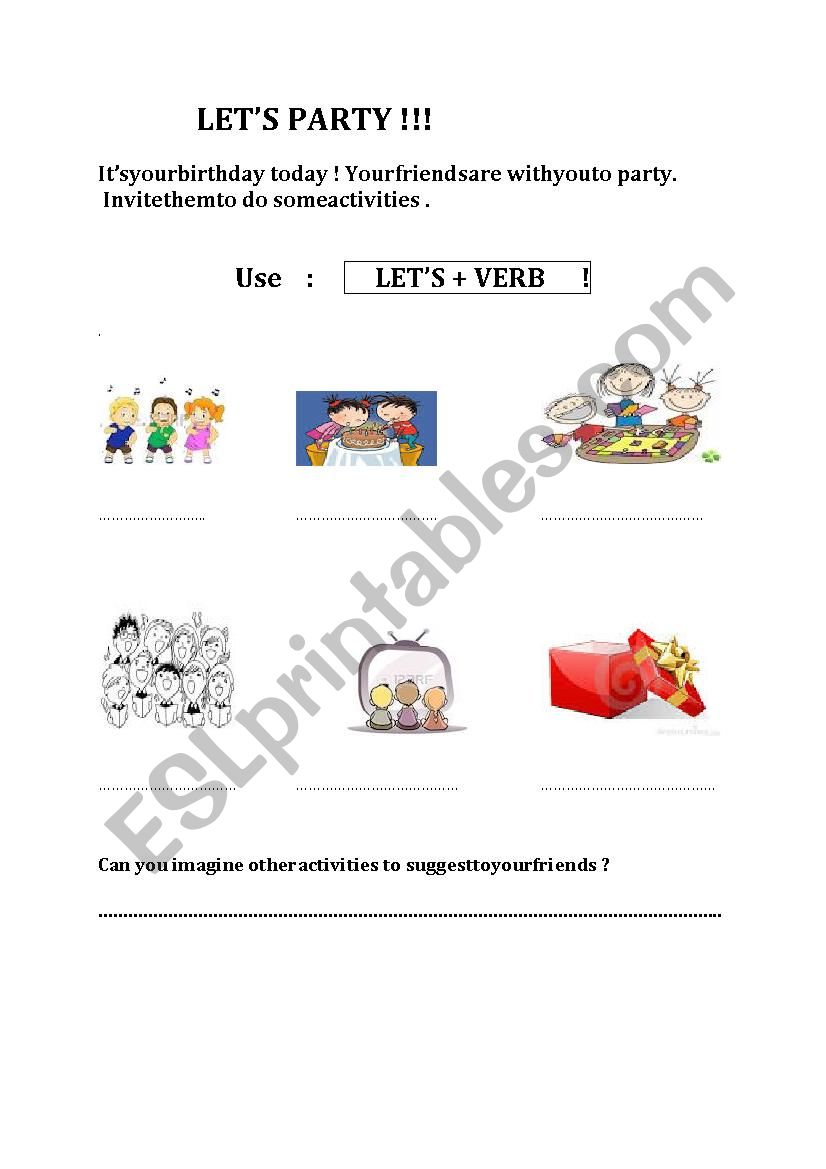 Lets party !  worksheet