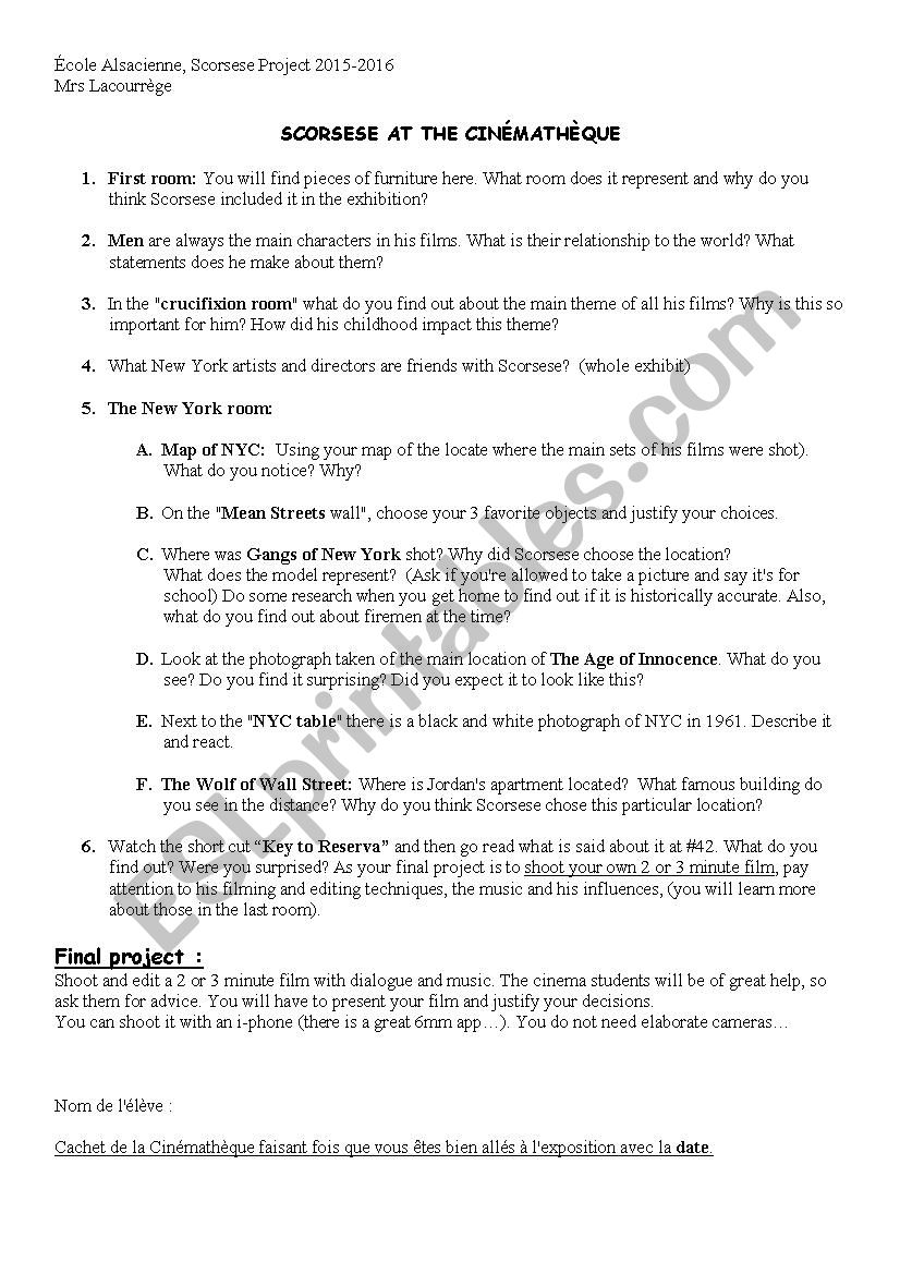 Scorsese exhibit worksheet