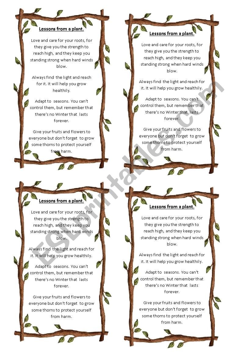 lessons from a plant worksheet
