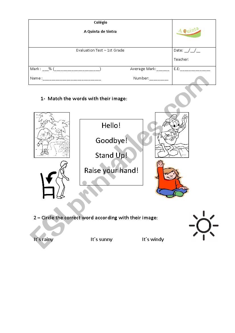 Classroom objects worksheet