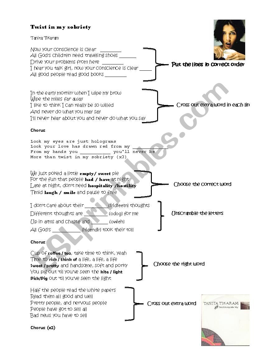 Twist in my sobriety worksheet