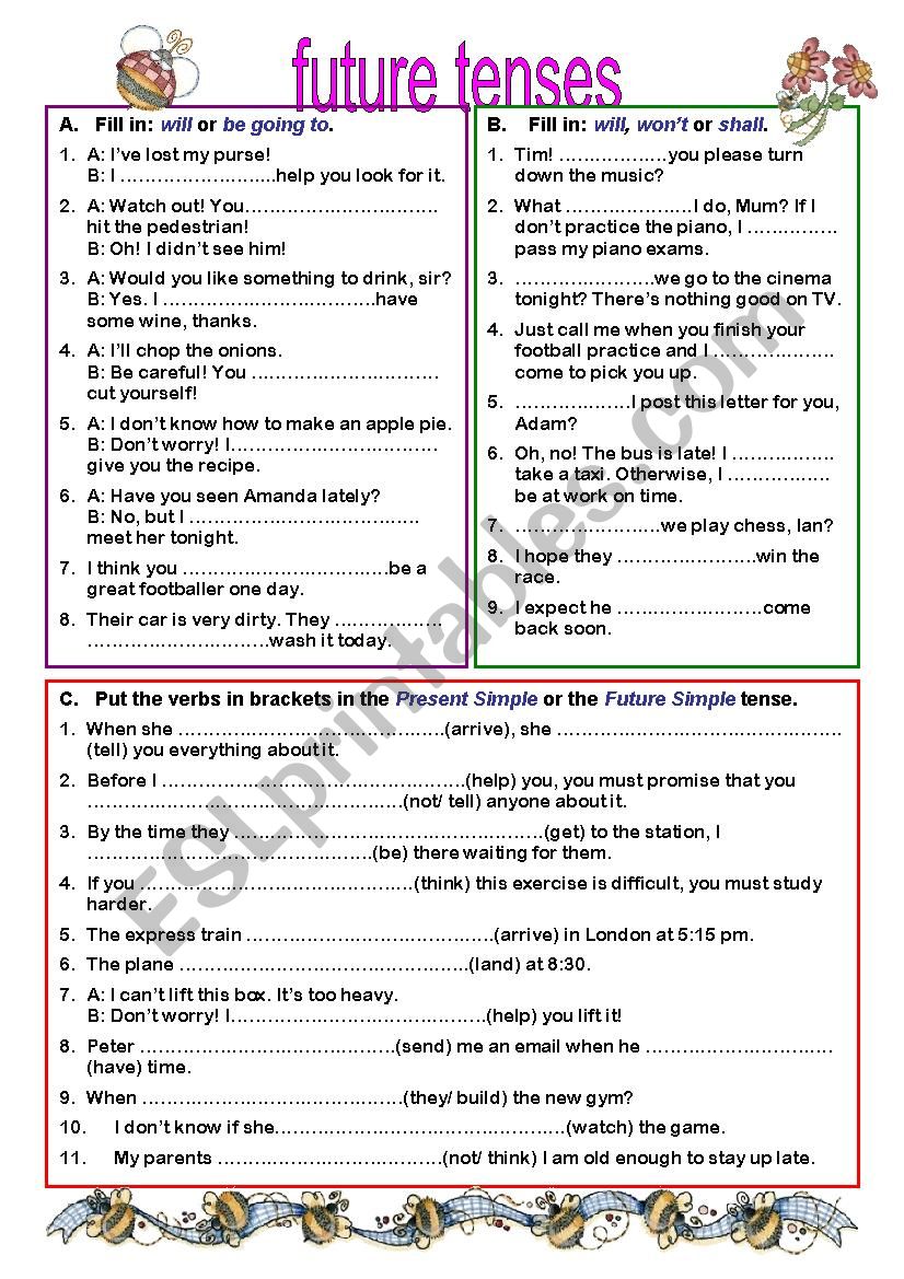 Future tenses - Review worksheet