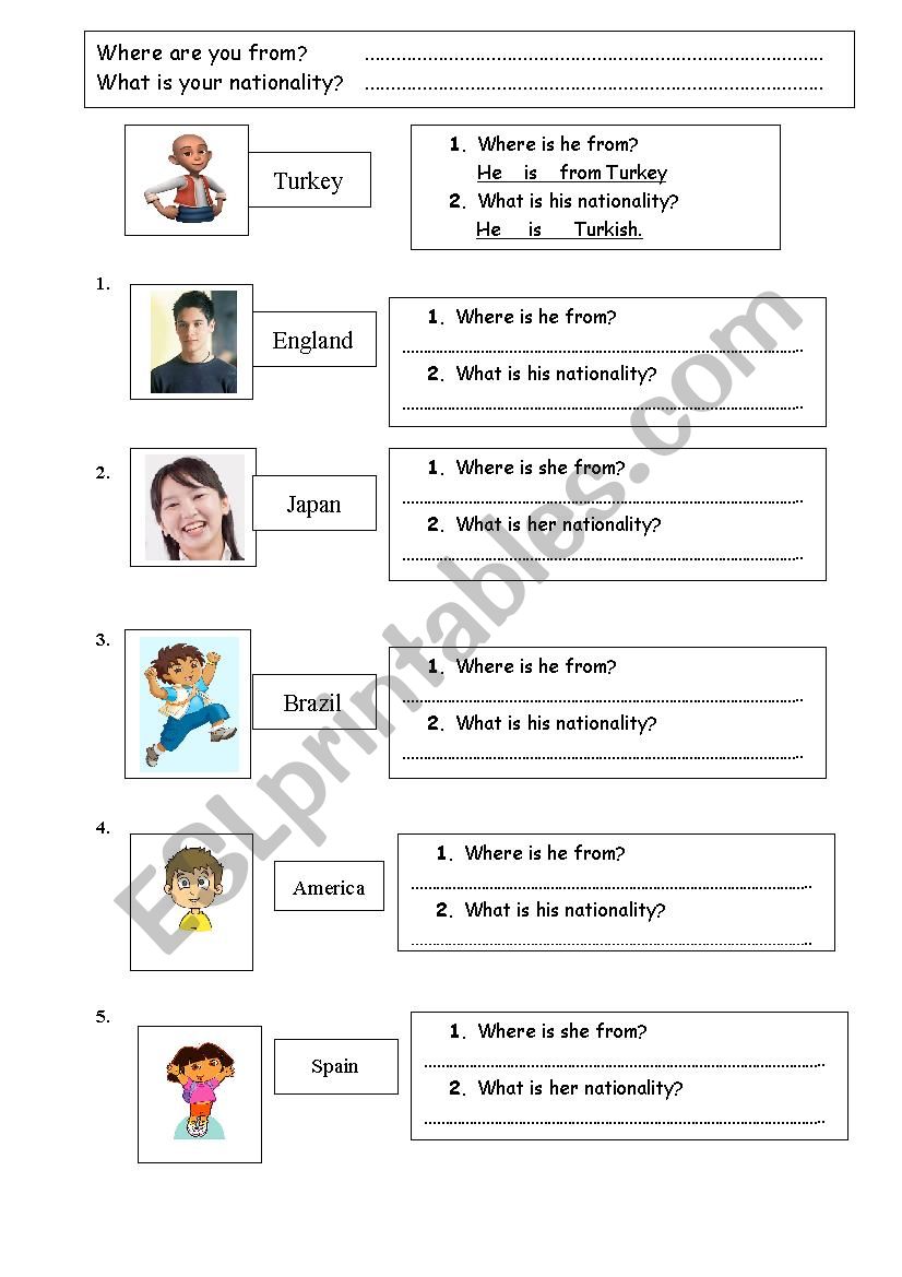 nationaity worksheet