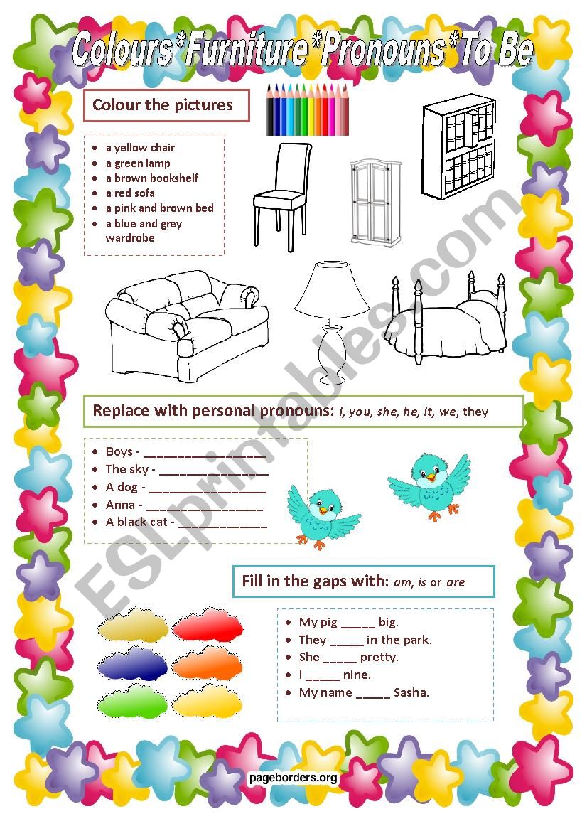 Colours / Furniture / Personal Pronouns / To Be