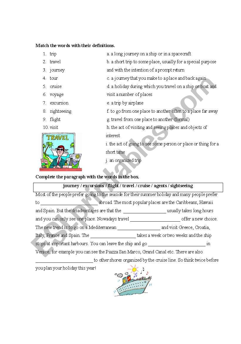 travel vocabulary  worksheet