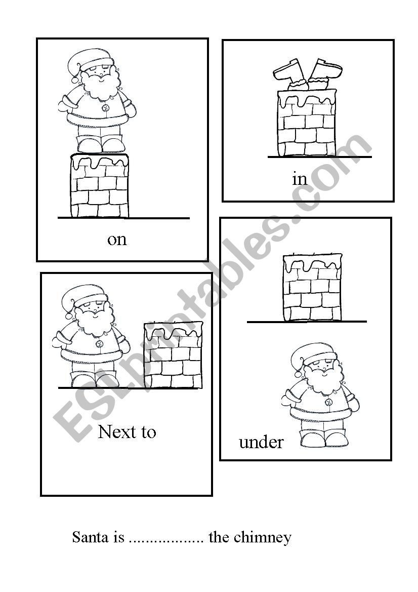 santa preposition worksheet