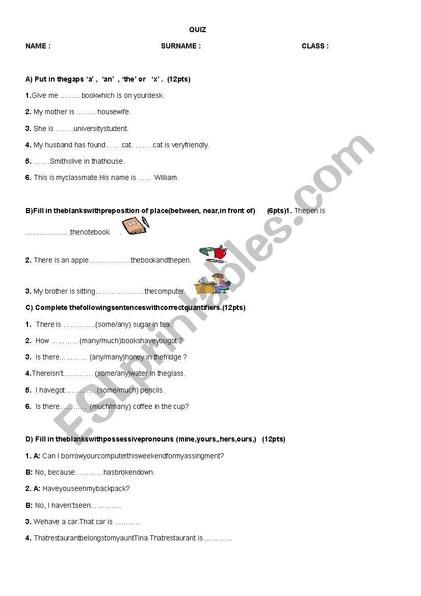 quiz worksheet