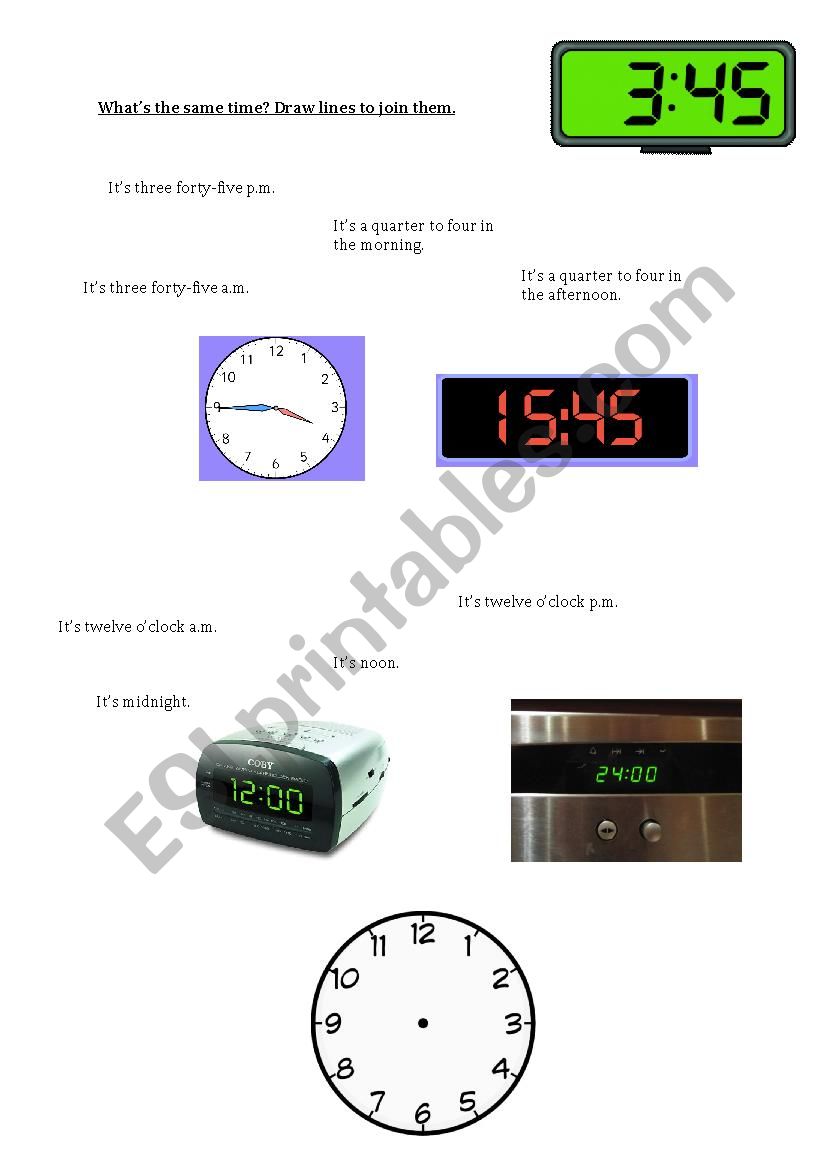 Whats the same time? worksheet
