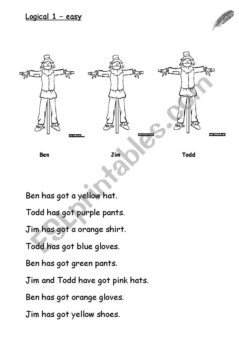 easy logical scarecrows worksheet