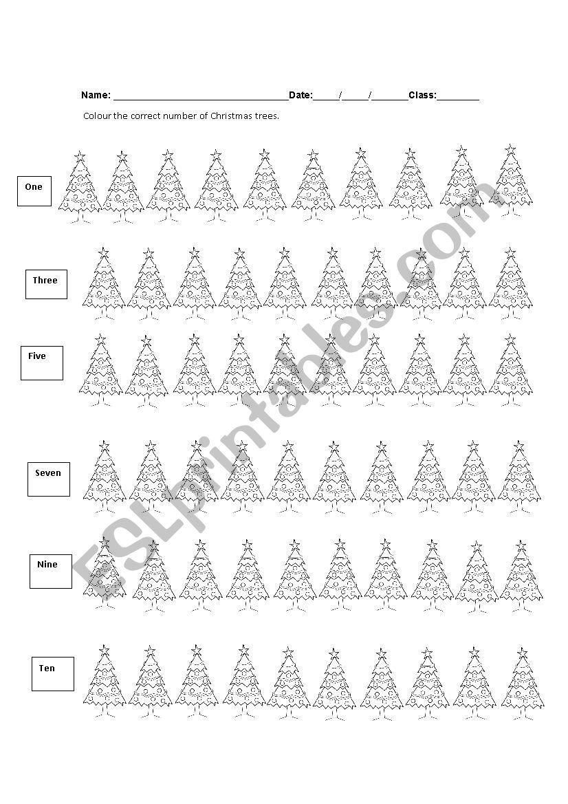 Numbers 1 to 10 worksheet