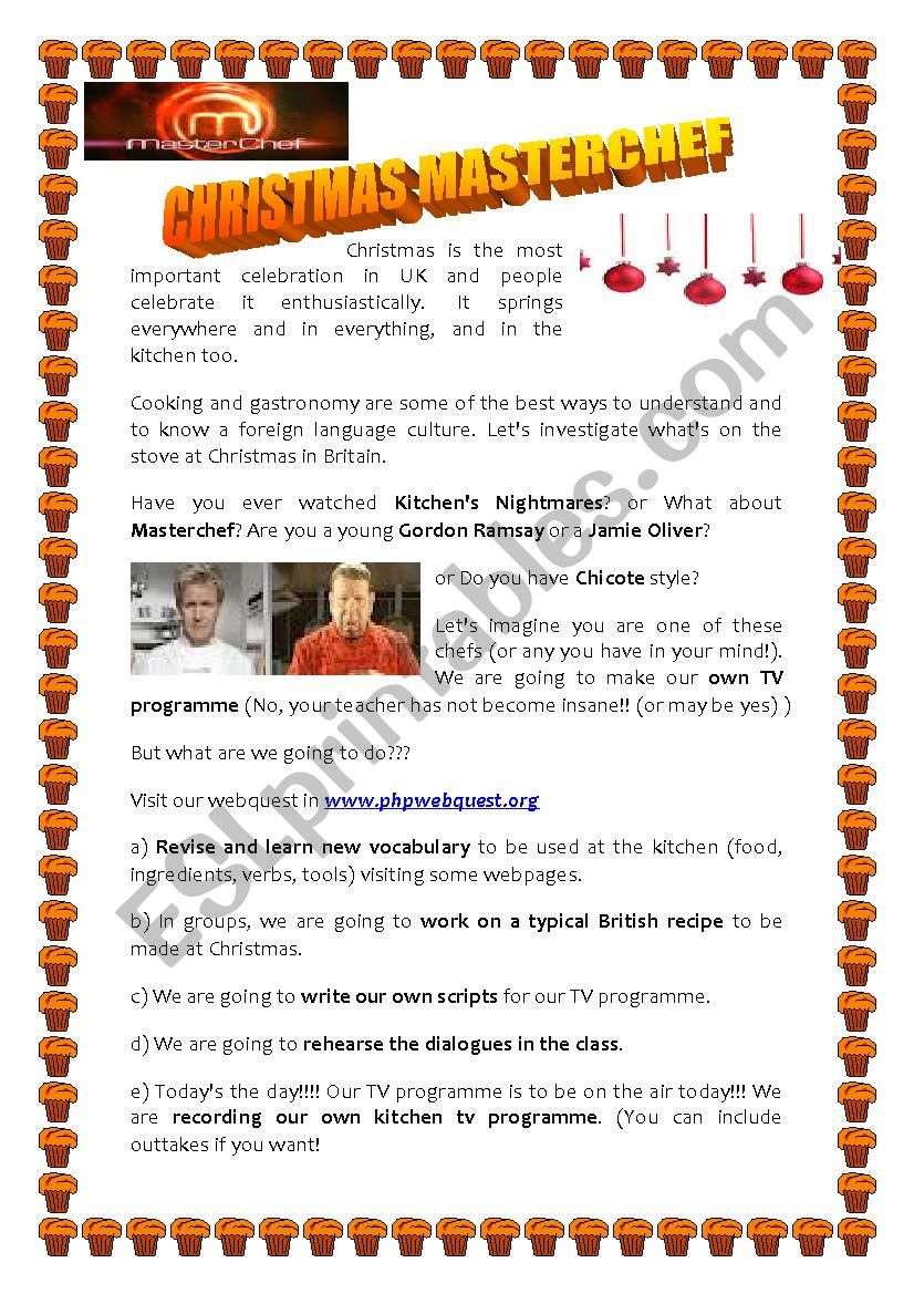 CHRISTMAS MASTERCHEF worksheet