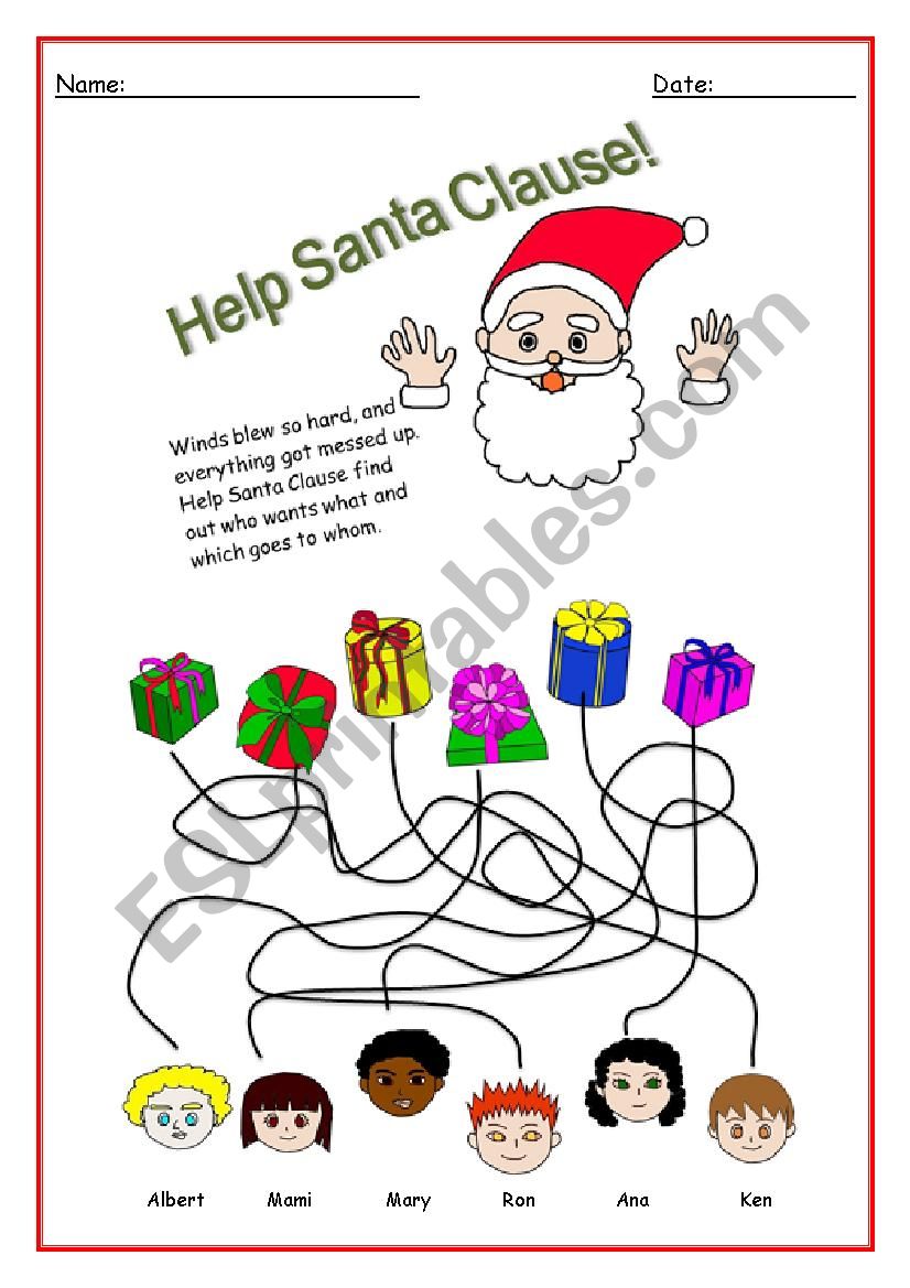 Who wants what for Christmas? worksheet