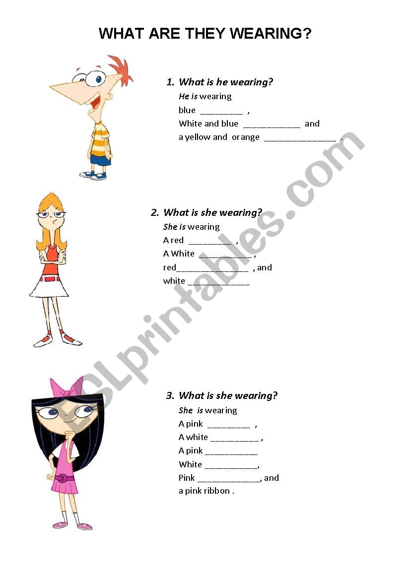 What are they wearing? worksheet