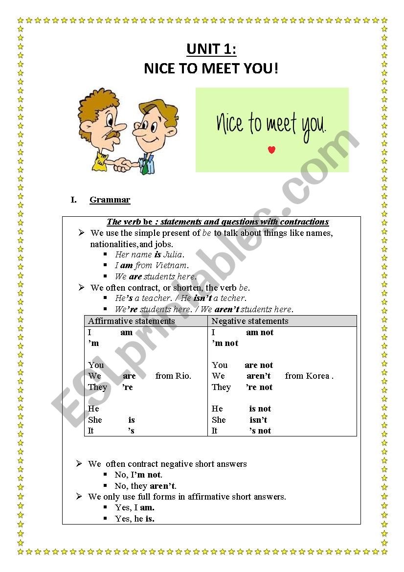 greeting worksheet