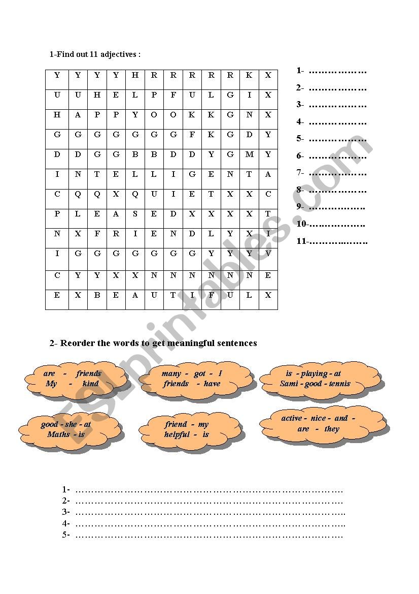 a good friend worksheet