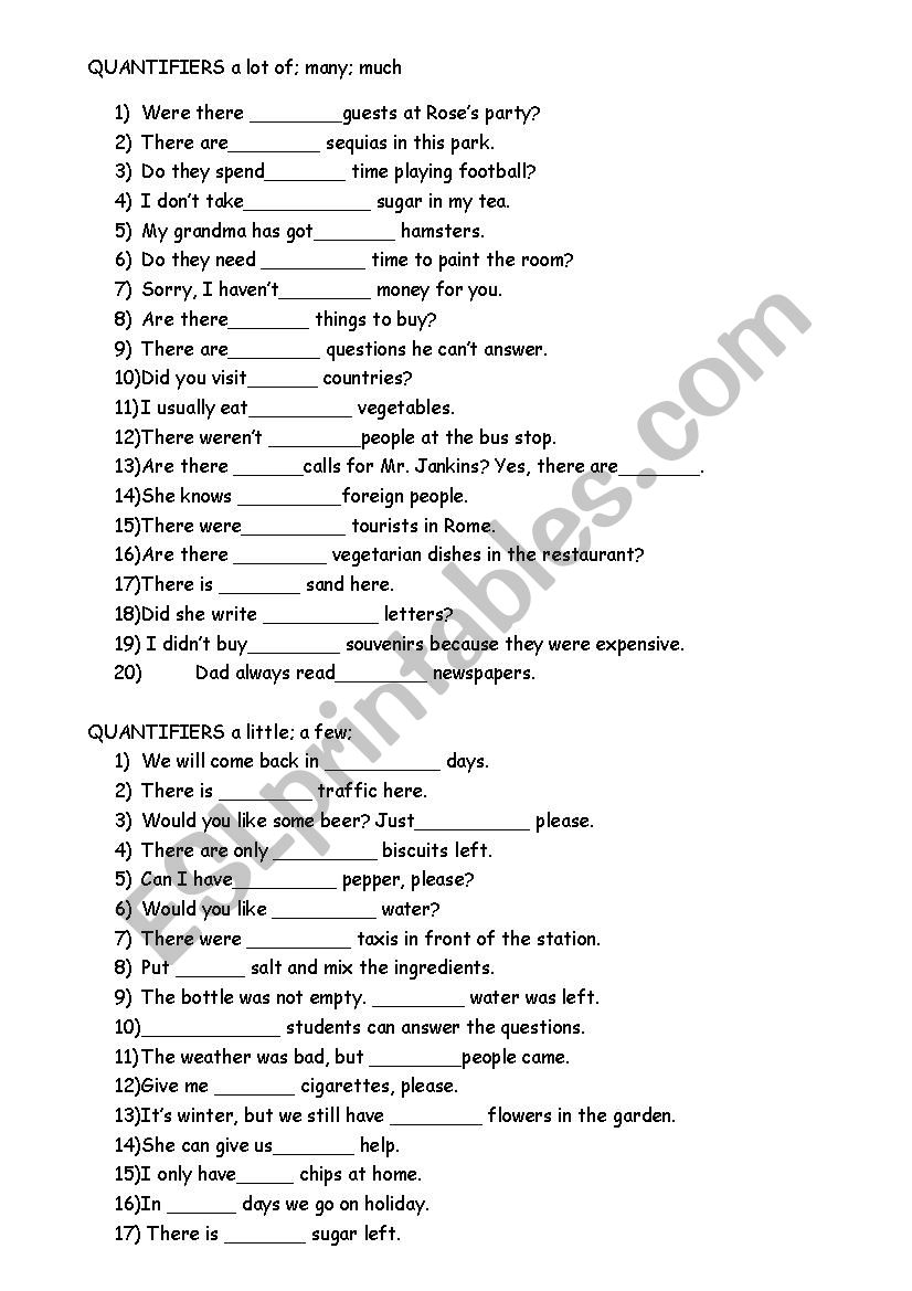 quantifiers worksheet