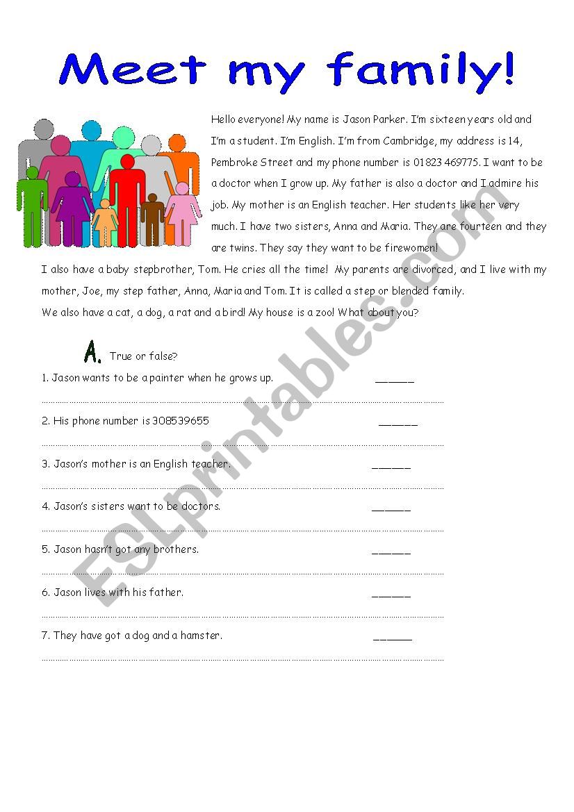 Meet my family! worksheet