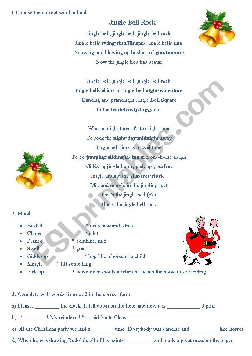 Jingle Bell Rock. Fill in the gaps - ESL worksheet by pia23_