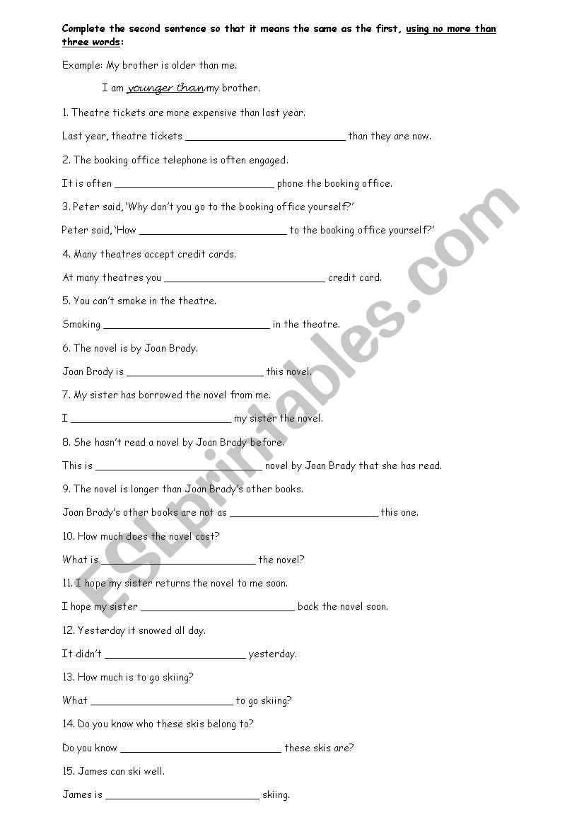 USE OF ENGLISH 3 worksheet