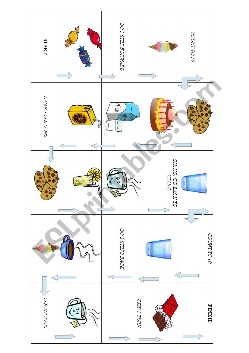 Food and Drinks Board Game worksheet