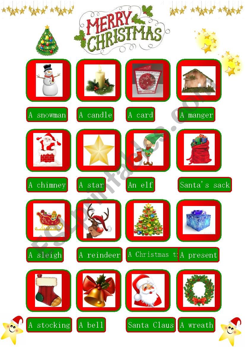 Christmas pictionary worksheet