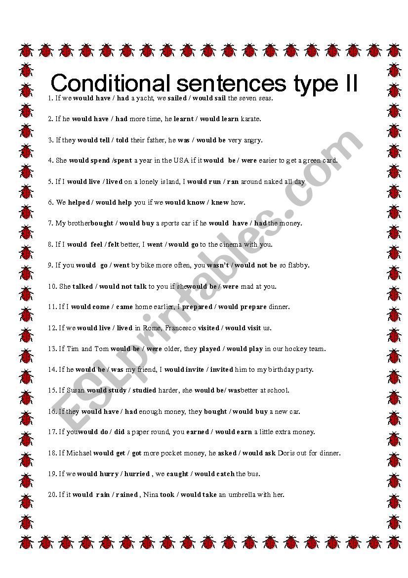 Condition Type 2 worksheet