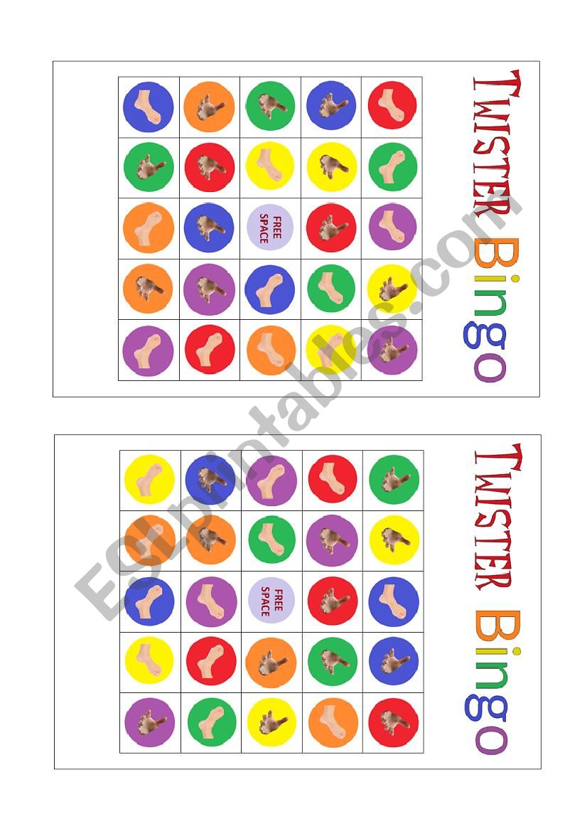 Twister Bingo worksheet