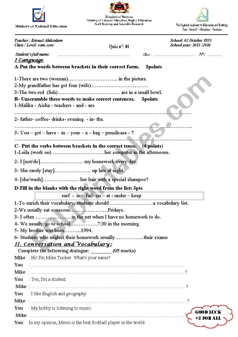  grammar for beginners worksheet