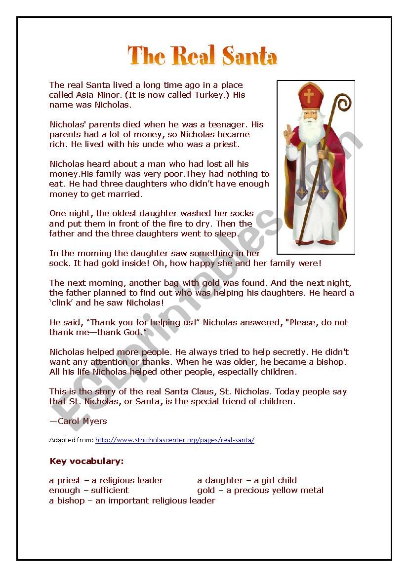 Saint Nicholas - a simple introduction (past simple)