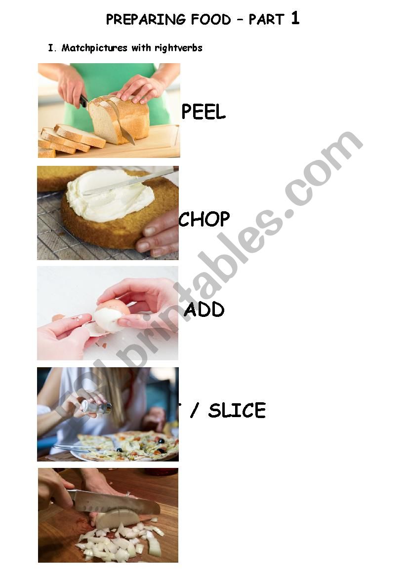 Preparing food - part 1 worksheet