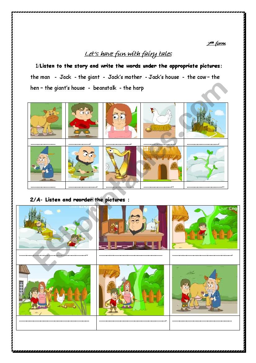 jack and the beanstalk worksheet