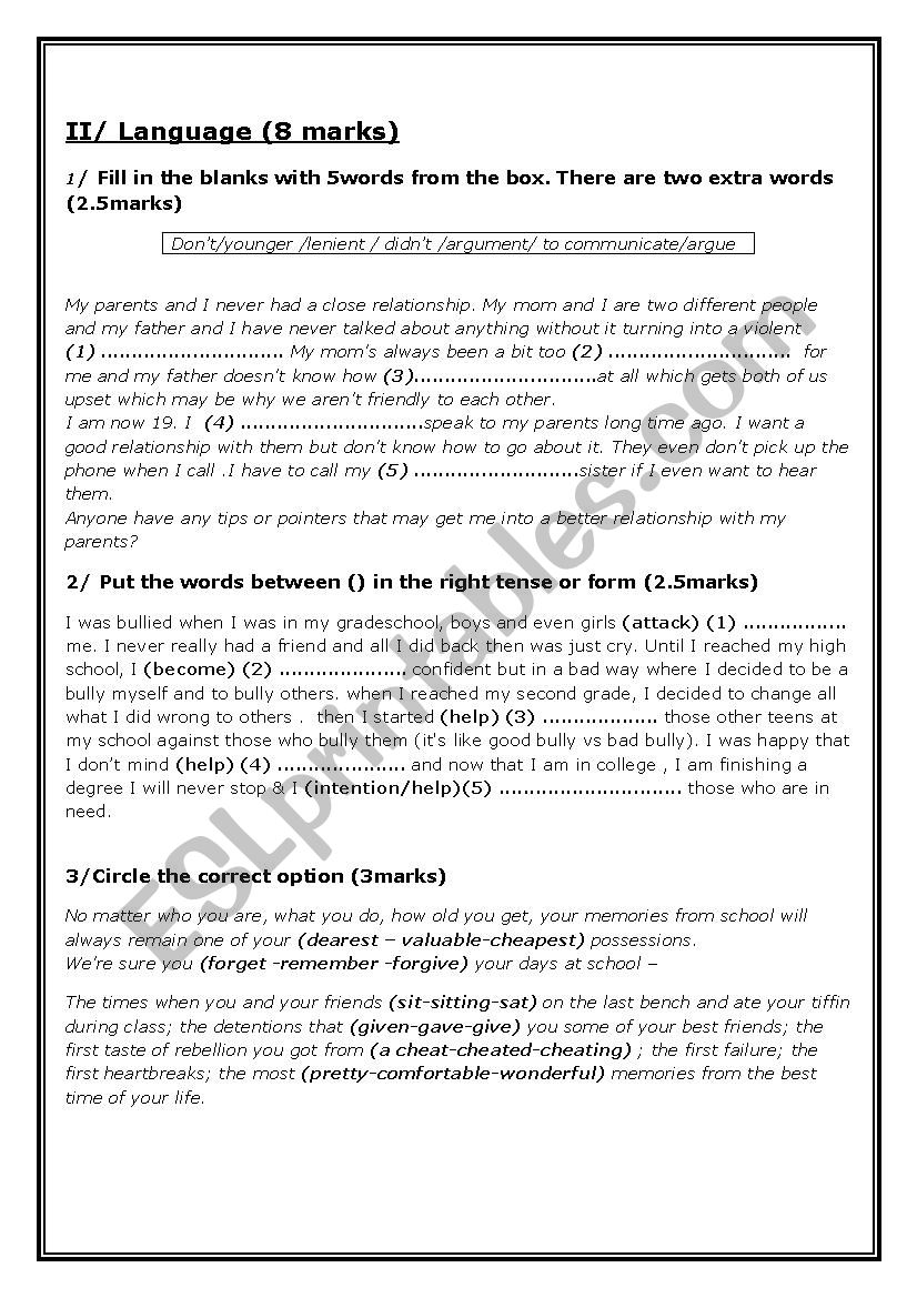 End of term test n1  worksheet