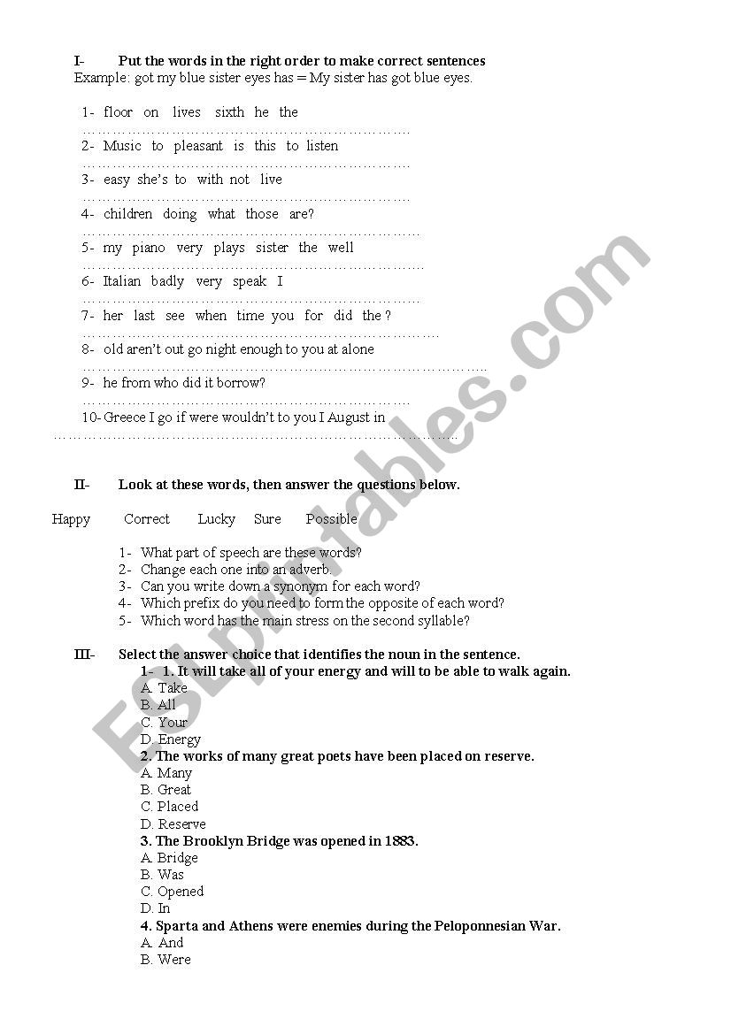 syntax activities worksheet