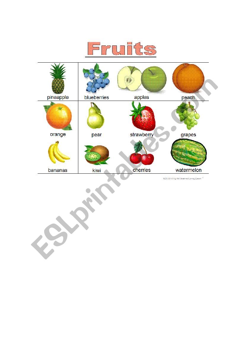 Fruits worksheet