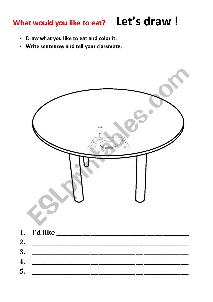 What would you like to eat? worksheet