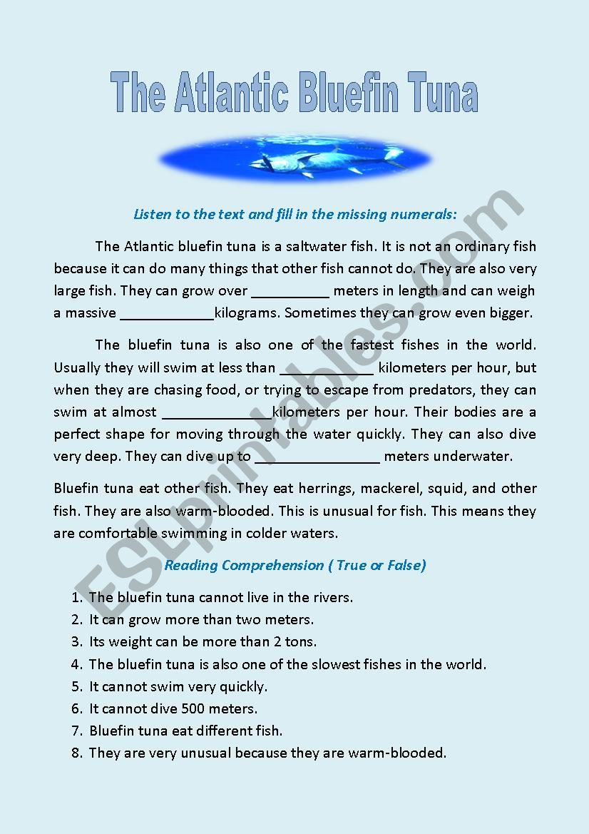 Atlantic Bluefin Tuna_Listening and Reading Comprehension