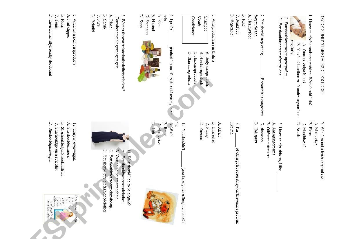 IMPROVING ONES LOOK worksheet