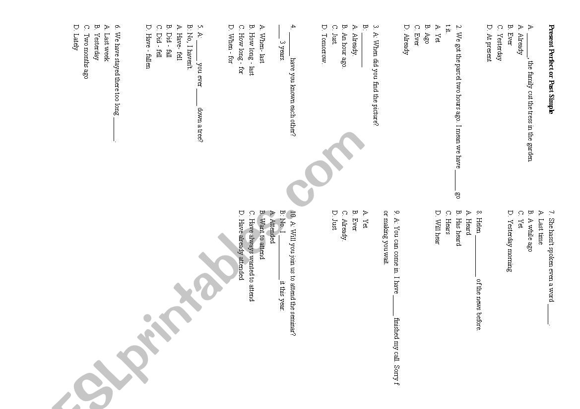 Present Perfect or Past Simple