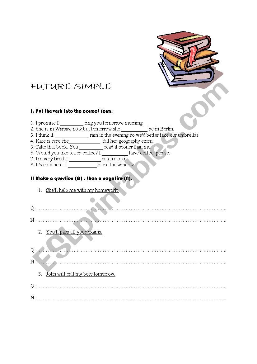 future simple worksheet