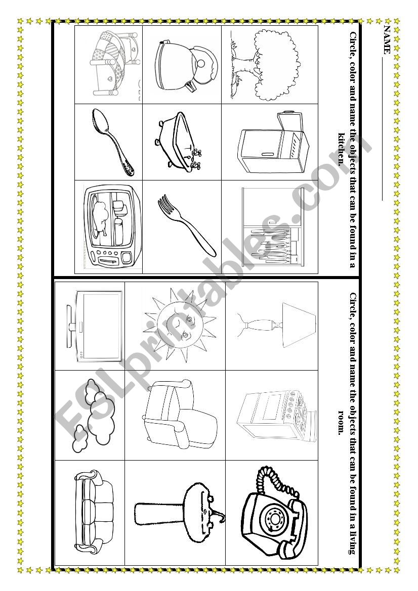 Kitchen / living room worksheet