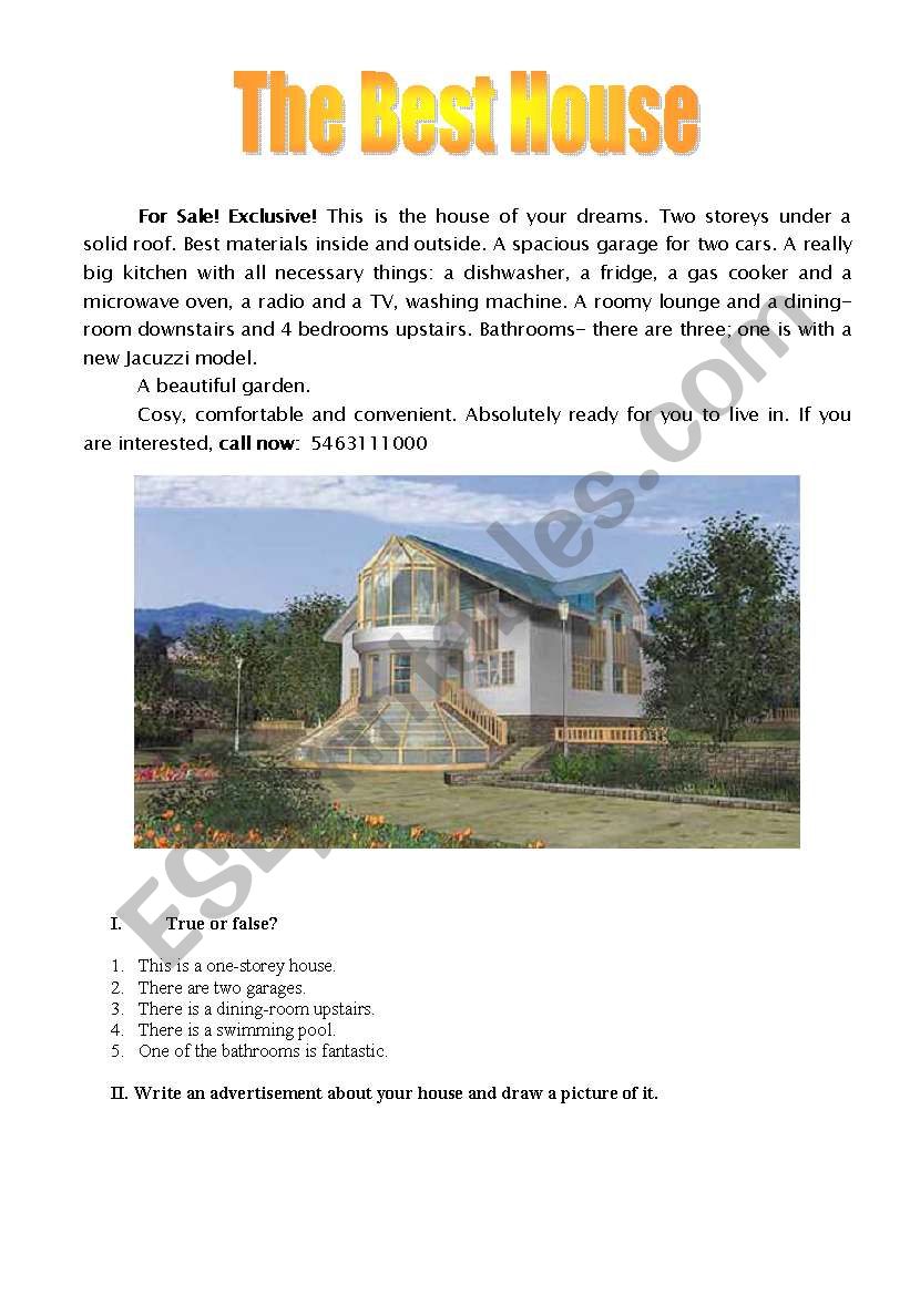 The best house - ESL worksheet by Makol
