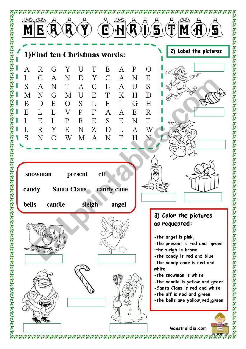 christmas activities worksheet