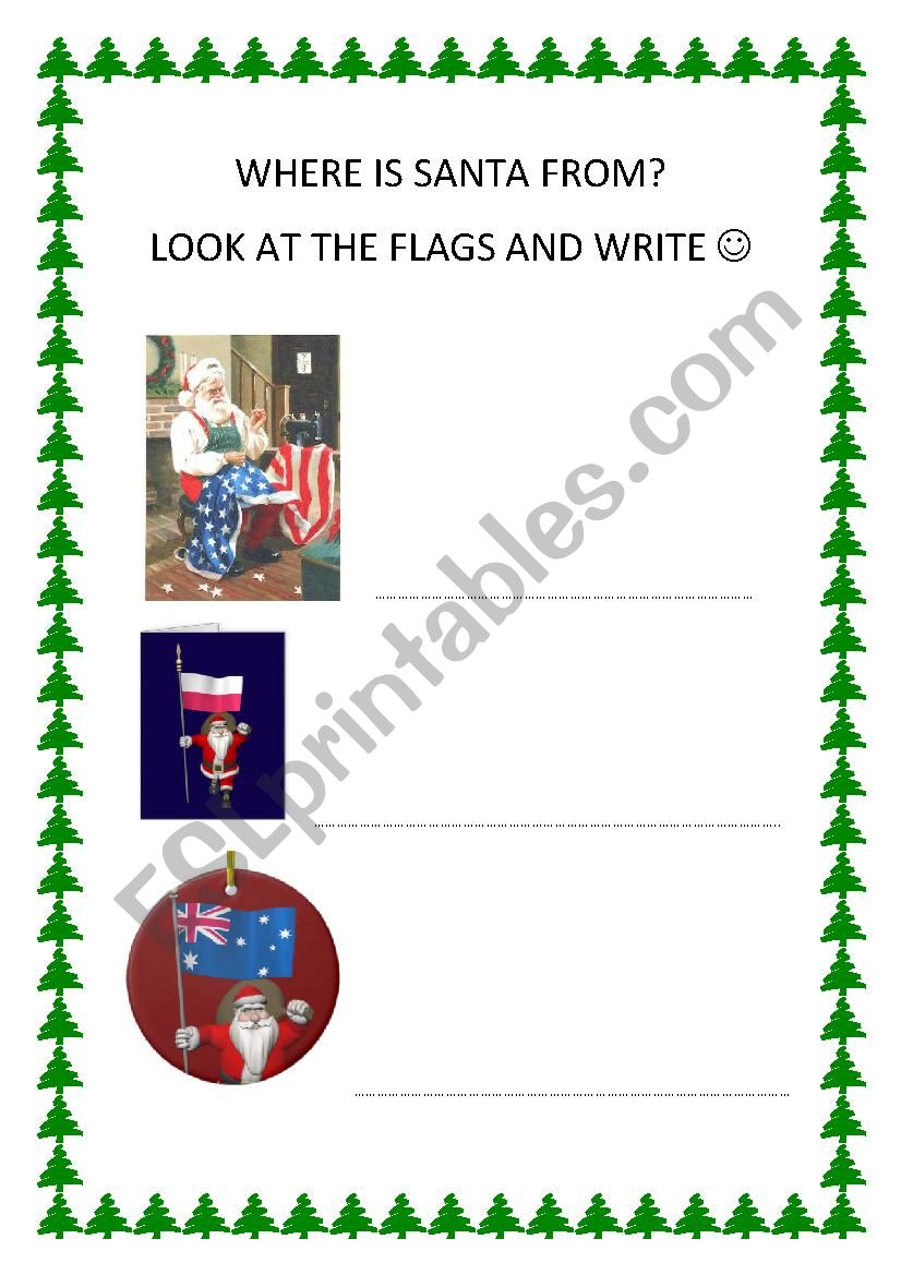 WHERE IS SANTA FROM? worksheet