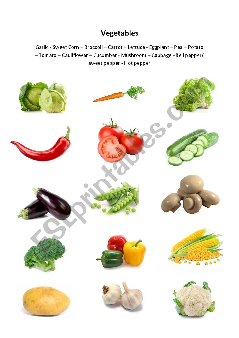 Vegetables worksheet