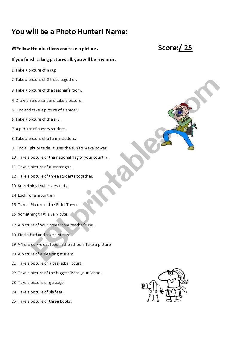 Photo Hunt worksheet