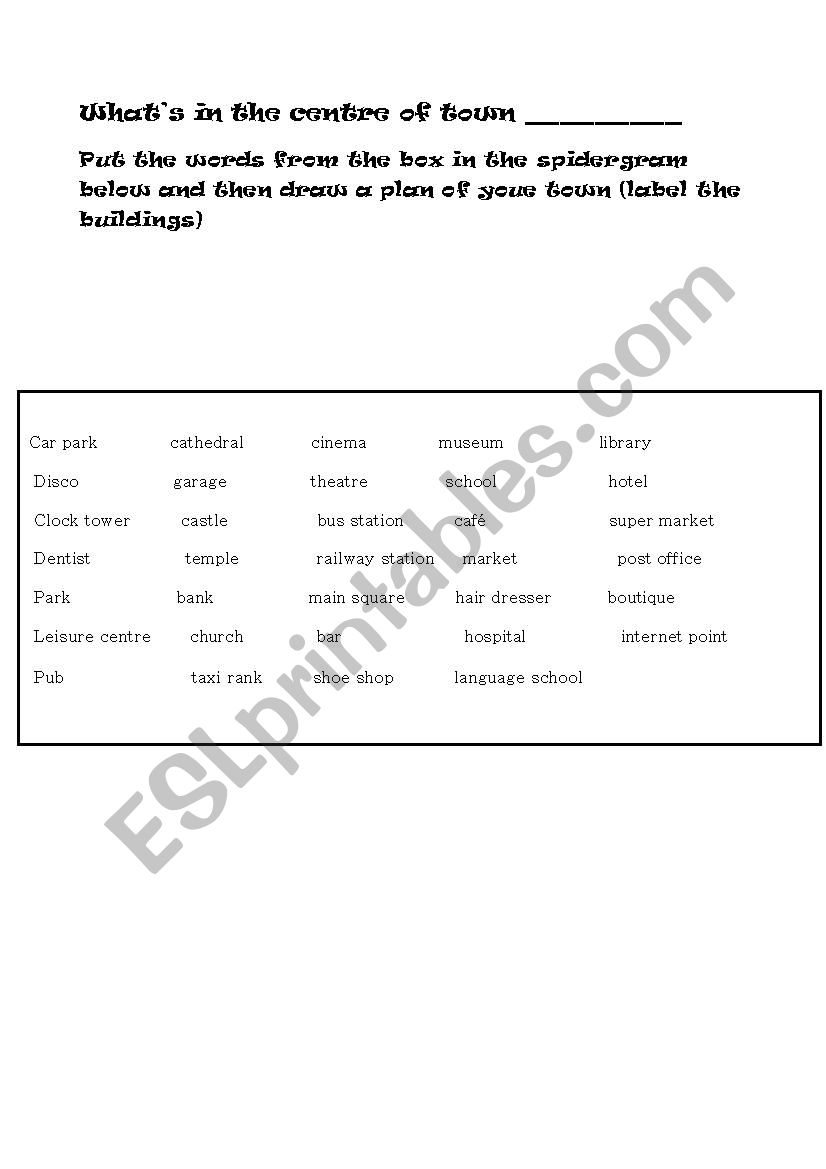 in town worksheet