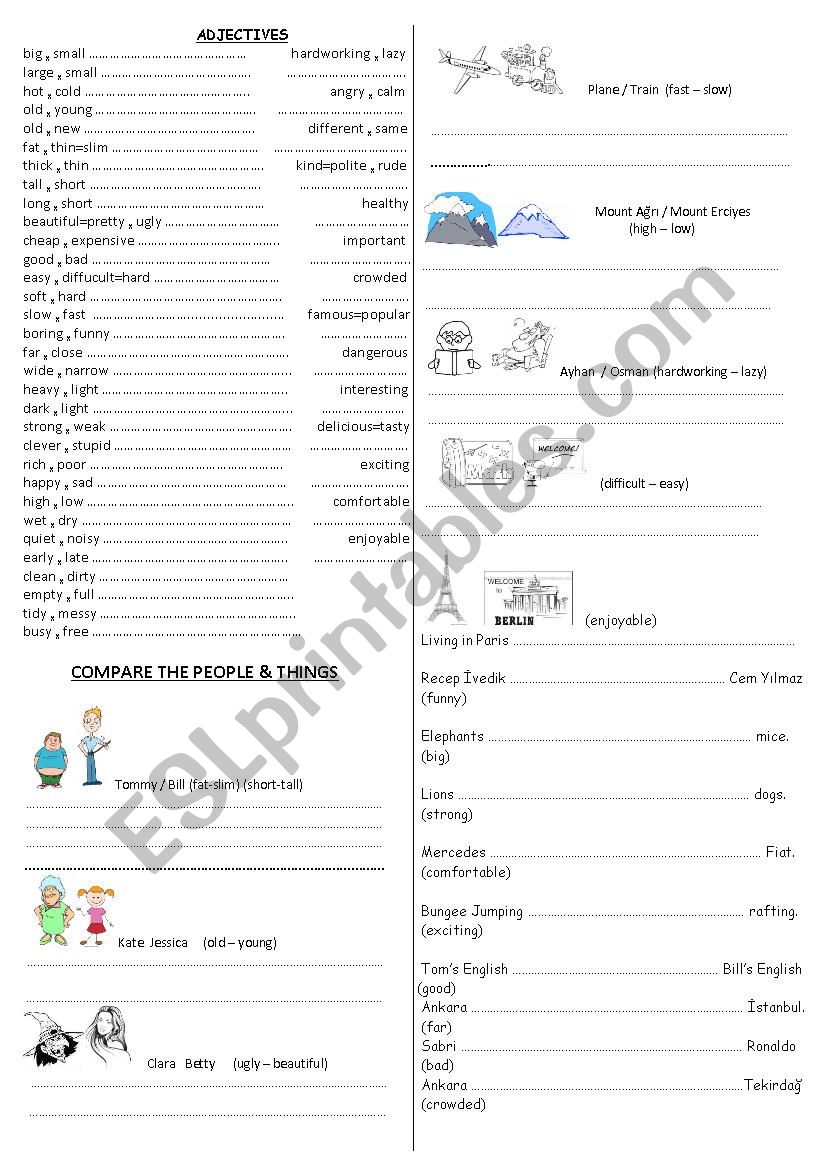 COMPARATIVE ADJECTIVES AND EXERCISES