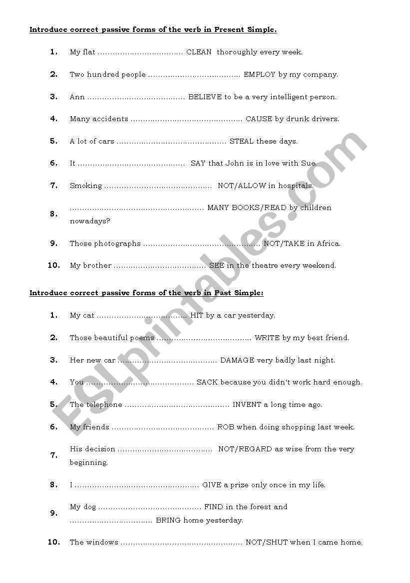 Passive Voice worksheet